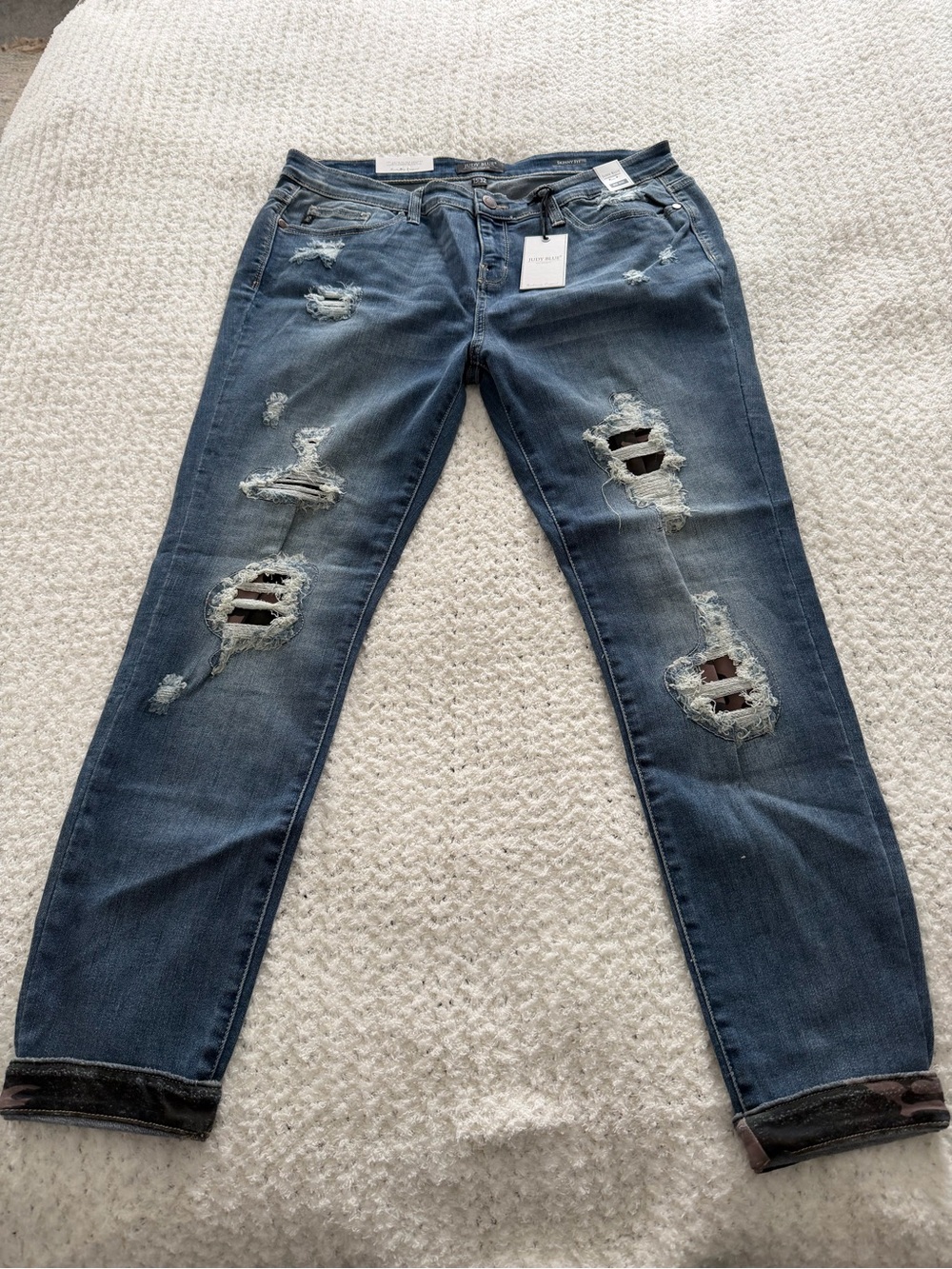 Judy Blue Distressed Dark Blue Boyfriend Jeans